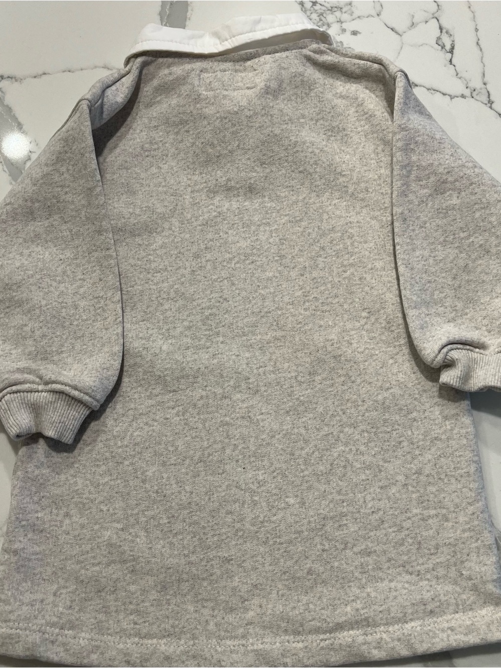 ZARA Toddler Grey Sweatshirt Dress with White Collar and Minnie Mouse Embroidery - Picture 6 of 7